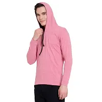 Elegant Pink Cotton Self Pattern Long Sleeves Hoodies For Men-thumb2
