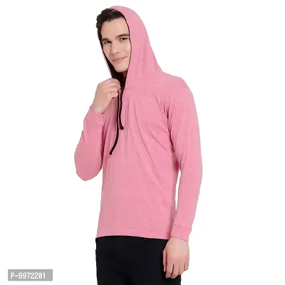 Elegant Pink Cotton Self Pattern Long Sleeves Hoodies For Men-thumb3