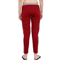 Elite Maroon Cotton Striped Track Pant For Women-thumb1