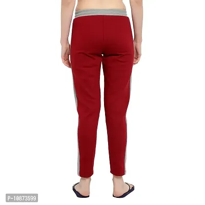 Elite Maroon Cotton Striped Track Pant For Women-thumb2