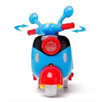 Mini Scooter Toys for Kids Toddlers Baby Boys Girls Adults Seat Model Toys Steering Wheel Car Toy Track, Mini Motorcycle Toy Pull Back ( Random Colour )-thumb1