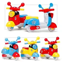 Mini Scooter Toys for Kids Toddlers Baby Boys Girls Adults Seat Model Toys Steering Wheel Car Toy Track, Mini Motorcycle Toy Pull Back ( Random Colour )-thumb3
