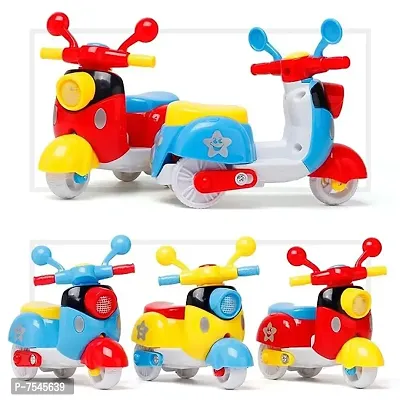 Mini Scooter Toys for Kids Toddlers Baby Boys Girls Adults Seat Model Toys Steering Wheel Car Toy Track, Mini Motorcycle Toy Pull Back ( Random Colour )-thumb4