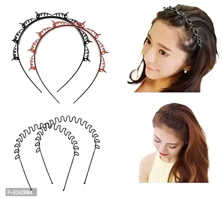 Double layer twister plait Headbands | Hairband | Metal spring wavy Hair Hoop, Simple Fashi (Design 2)