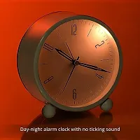 Alarm Clock - 4 Inch Round Silent Analog Desk/Table Clock Non-Ticking with Night LED Light- Battery Powered Simple Design for Home Office Students Kids Bedroom, Clock for Study Room-Green-thumb1