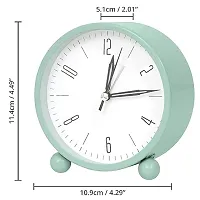 Alarm Clock - 4 Inch Round Silent Analog Desk/Table Clock Non-Ticking with Night LED Light- Battery Powered Simple Design for Home Office Students Kids Bedroom, Clock for Study Room-Green-thumb3