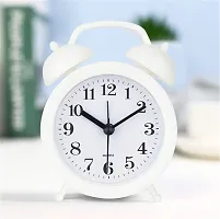 Classic Alarm Clock Double Bell Clock Classic Home Cute Battery Operated Analog Mini Round Bedside Desk Alarm Clock Kid Gifts Children's Student Alarm Clock Home Decoration (White)-thumb3