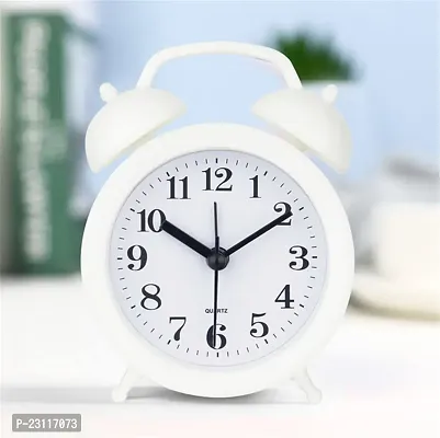 Classic Alarm Clock Double Bell Clock Classic Home Cute Battery Operated Analog Mini Round Bedside Desk Alarm Clock Kid Gifts Children's Student Alarm Clock Home Decoration (White)-thumb4