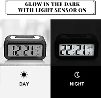 Classic Digital Clock Smart Alarm with Date  Indoor Temperature Battery Operated, Snooze Model,12/24H Display Night-Light for Bedrooms Heavy Sleepers, Students Kids Travel Bathroom Desk Small Clock-thumb3