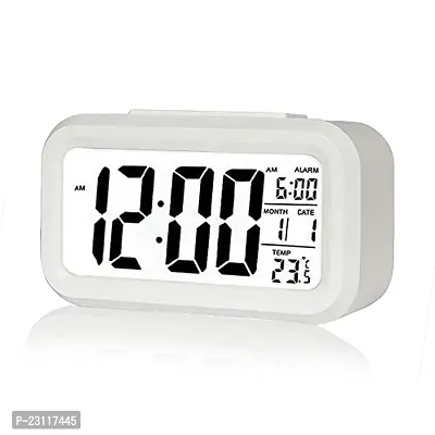 Classic Digital Smart Alarm Clock with Automatic Sensor,Date and Temperature, Alarm Clocks, Alarm Clock for Students, Alarm Clock for Home, Alarm Clock for Bedroom(White)