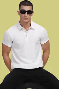 Stylish White Polycotton Polos T-Shirt For Men-thumb4