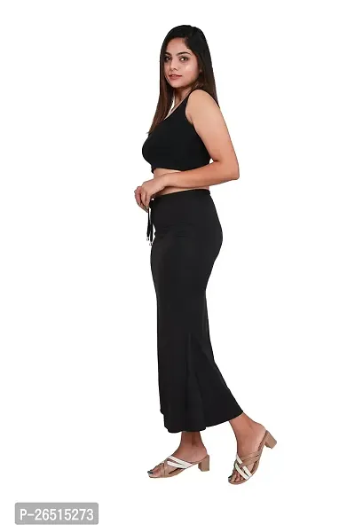 SKIIN BY TIBER Women Microfilament Spandex Saree Shapewear/Saree Shaper/Saree Shapewear for Women (L, Black)-thumb5