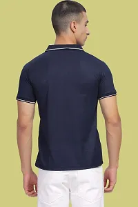 Stylish Navy Blue Polycotton Polos T-Shirt For Men-thumb1