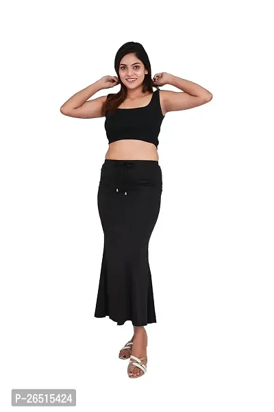 SKIIN BY TIBER Women Microfilament Spandex Saree Shapewear/Saree Shaper/Saree Shapewear for Women (S, Black)-thumb2