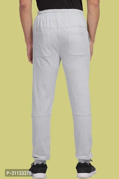 Stylish Grey Cotton Solid Regular Fit Track Pants For Men-thumb2