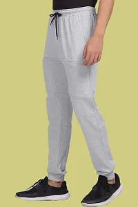 Stylish Grey Cotton Solid Joggers For Men-thumb2