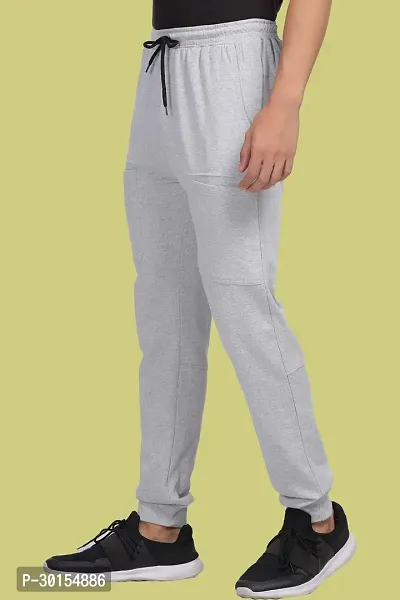 Stylish Grey Cotton Solid Joggers For Men-thumb3