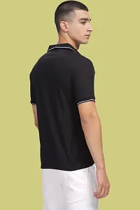 Stylish Black Polycotton Polos T-Shirt For Men-thumb1