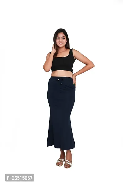 SKIIN BY TIBER Women Microfilament Spandex Saree Shapewear/Saree Shaper/Saree Shapewear for Women (M, Navy)-thumb3