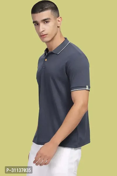 Stylish Grey Polycotton Polos T-Shirt For Men-thumb3