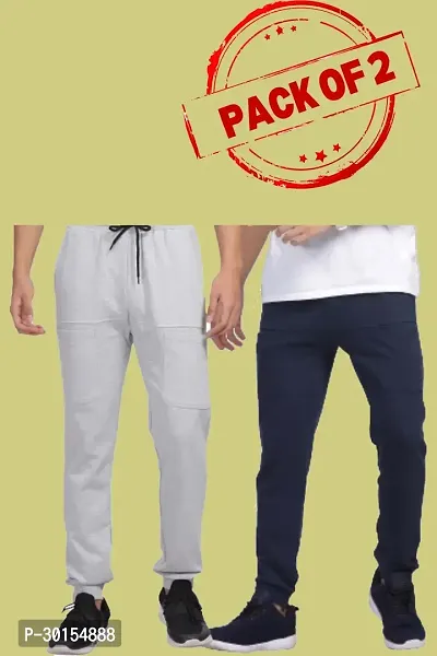 Stylish Cotton Solid Joggers For Men- Pack Of 2-thumb0