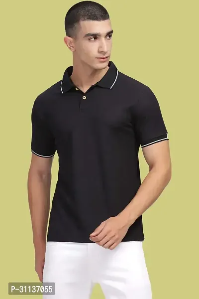 Stylish Black Polycotton Polos T-Shirt For Men