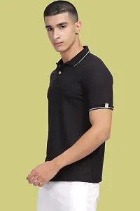 Stylish Black Polycotton Polos T-Shirt For Men-thumb2