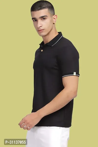 Stylish Black Polycotton Polos T-Shirt For Men-thumb3