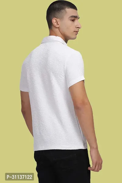 Stylish White Polycotton Polos T-Shirt For Men-thumb2