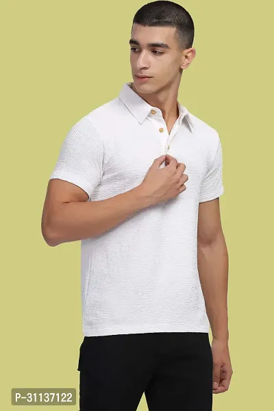 Stylish White Polycotton Polos T-Shirt For Men-thumb4