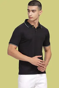 Stylish Black Polycotton Polos T-Shirt For Men-thumb3