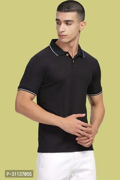 Stylish Black Polycotton Polos T-Shirt For Men-thumb4