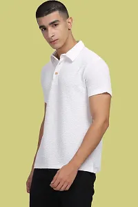 Stylish White Polycotton Polos T-Shirt For Men-thumb2