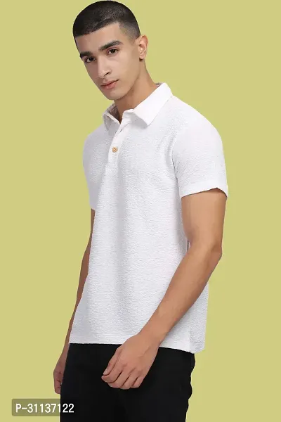 Stylish White Polycotton Polos T-Shirt For Men-thumb3