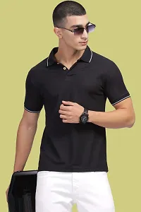 Stylish Black Polycotton Polos T-Shirt For Men-thumb4