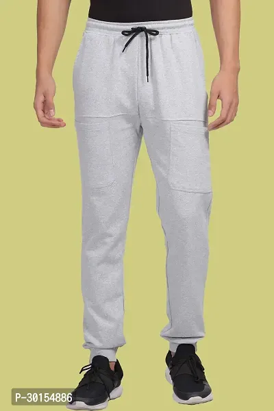 Stylish Grey Cotton Solid Joggers For Men-thumb0