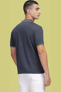 Stylish Grey Polycotton Polos T-Shirt For Men-thumb1