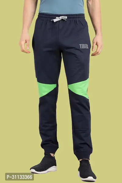 Stylish Blue Cotton Solid Regular Fit Track Pants For Men-thumb2