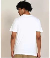 Stylish White Cotton Blend Printed Round Neck T-Shirt For Men-thumb1