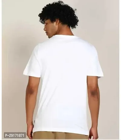 Stylish White Cotton Blend Printed Round Neck T-Shirt For Men-thumb2