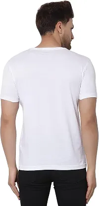 Stylish White Cotton Blend Printed Round Neck T-Shirt For Men-thumb1