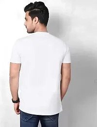 Stylish White Cotton Blend Printed Round Neck T-Shirt For Men-thumb1