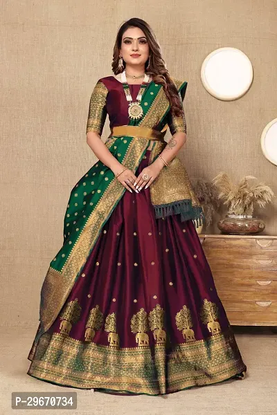 Stylish Art Silk Jacquard Lehenga Cholis for Women