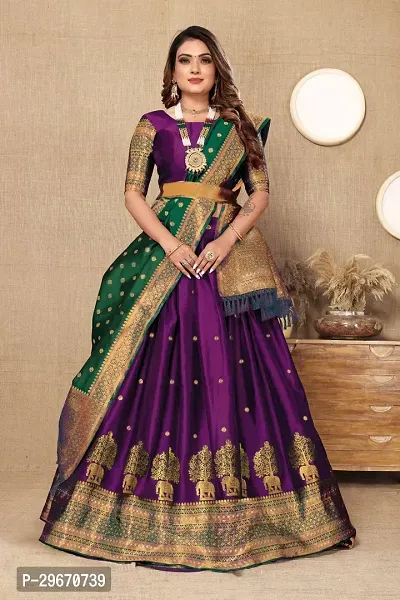 Stylish Art Silk Jacquard Lehenga Cholis for Women-thumb0