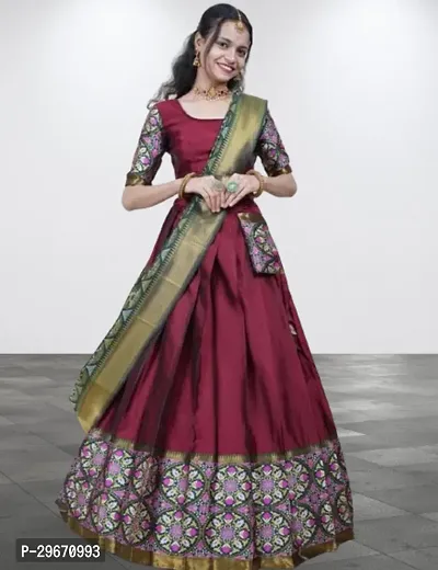 Stylish Art Silk Jacquard Lehenga Cholis for Women-thumb0