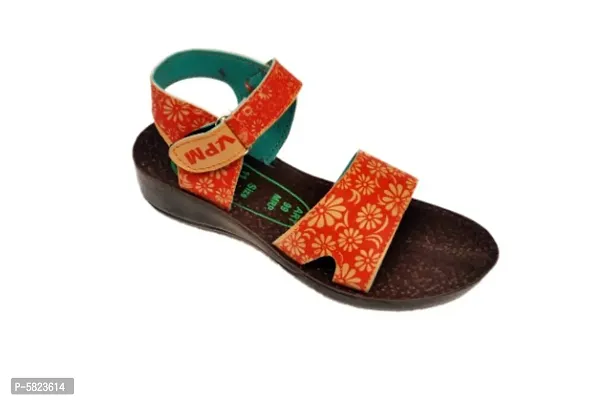 Stylish Comfortable Orange PU Self Design Sandals For Girls-thumb3