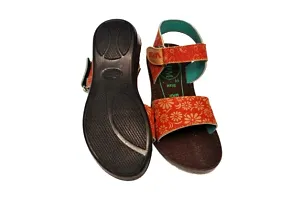 Stylish Comfortable Orange PU Self Design Sandals For Girls-thumb1