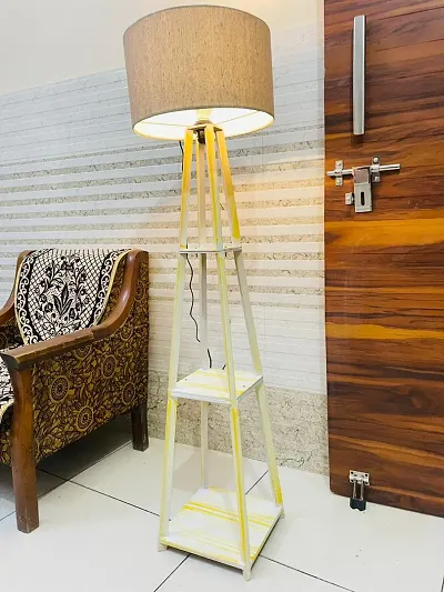 New Italian Wooden Floor Lamp With Jute Shade
