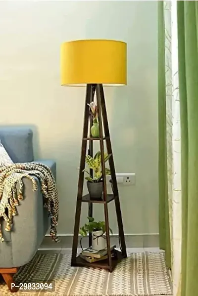 Italian Style Home Decor Wooden Floor Lamp With Yellow Shade (pack Of 1 )-thumb0