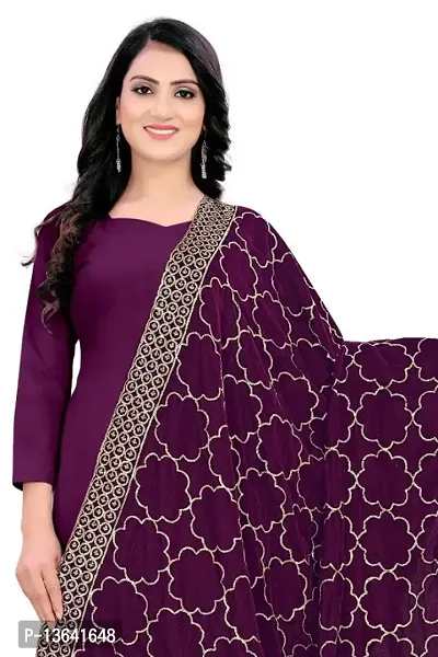 Wine Colour Velvet Dupatta-thumb0